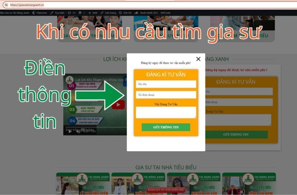 Gia sư báo bài tiếng anh | HCM | Bình Dương | Đồng Nai hướng dẫn điền thông tin
