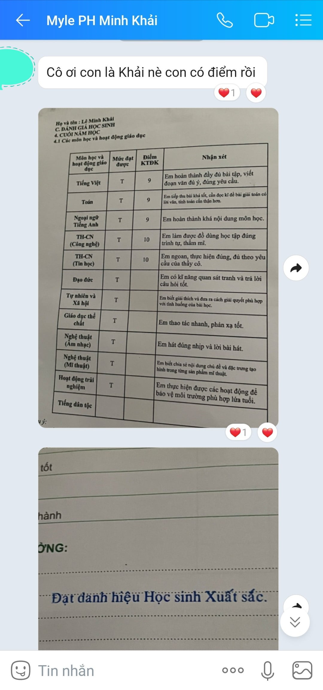 GIA SƯ CHẤT LƯỢNG - TRUNG TÂM TÀI NĂNG XANH phu huynh feedback 5